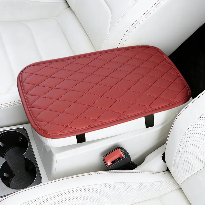 PU Leather Diamond Grid Car Armrest Pad, Center Console Protection, Dual Pocket Stora lifestyle view