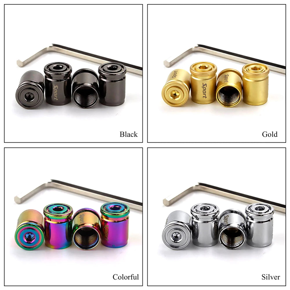 Tire Valve Stem Caps Set - Anti-theft Zinc Alloy Wheel Air Valve Covers for Cars, SUVs close-up view