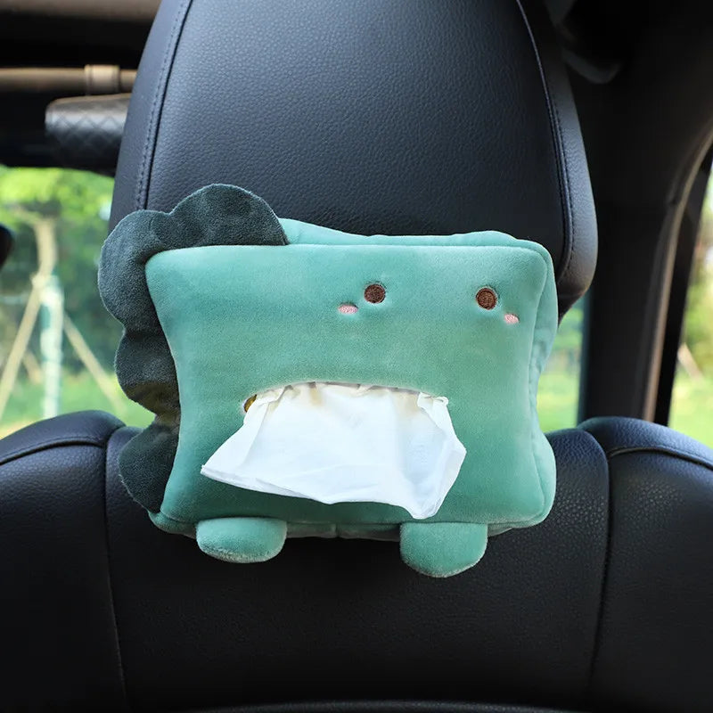 Cute Cartoon Short Plush Tissue Box Holder Car Armrest Backseat Tissue Cover Auto Interi detail view