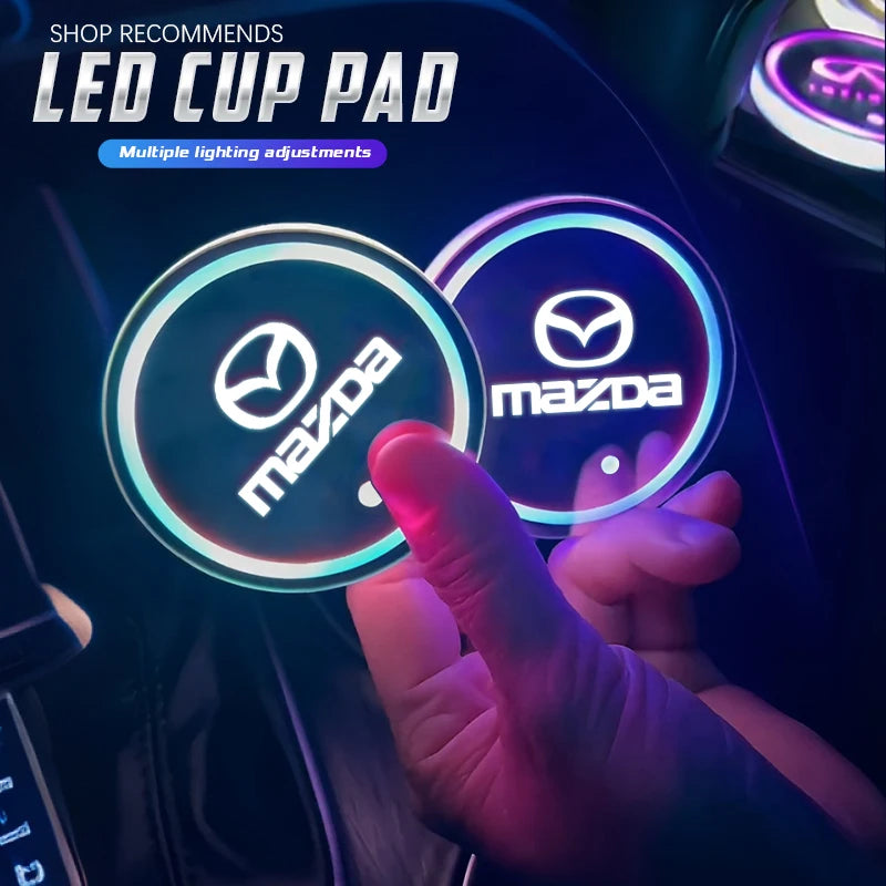 LED Car Cup Pad Rechargeable Auto Atmosphere Lamp | Ambient Light for Mazda Models