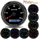 85mm Tachometer with LCD Hour Meter | 7-Color Backlight RPM Gauge for Marine Boat Car