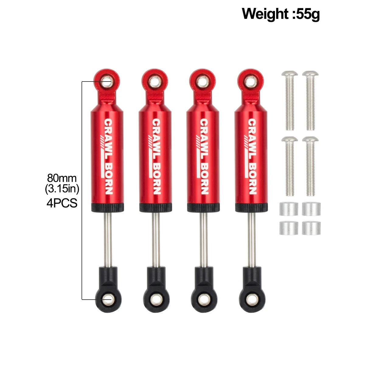4PCS Metal Built-in Spring Shock Absorber 70/80/90/100/110mm for 1/10 RC Crawler Car A close-up view