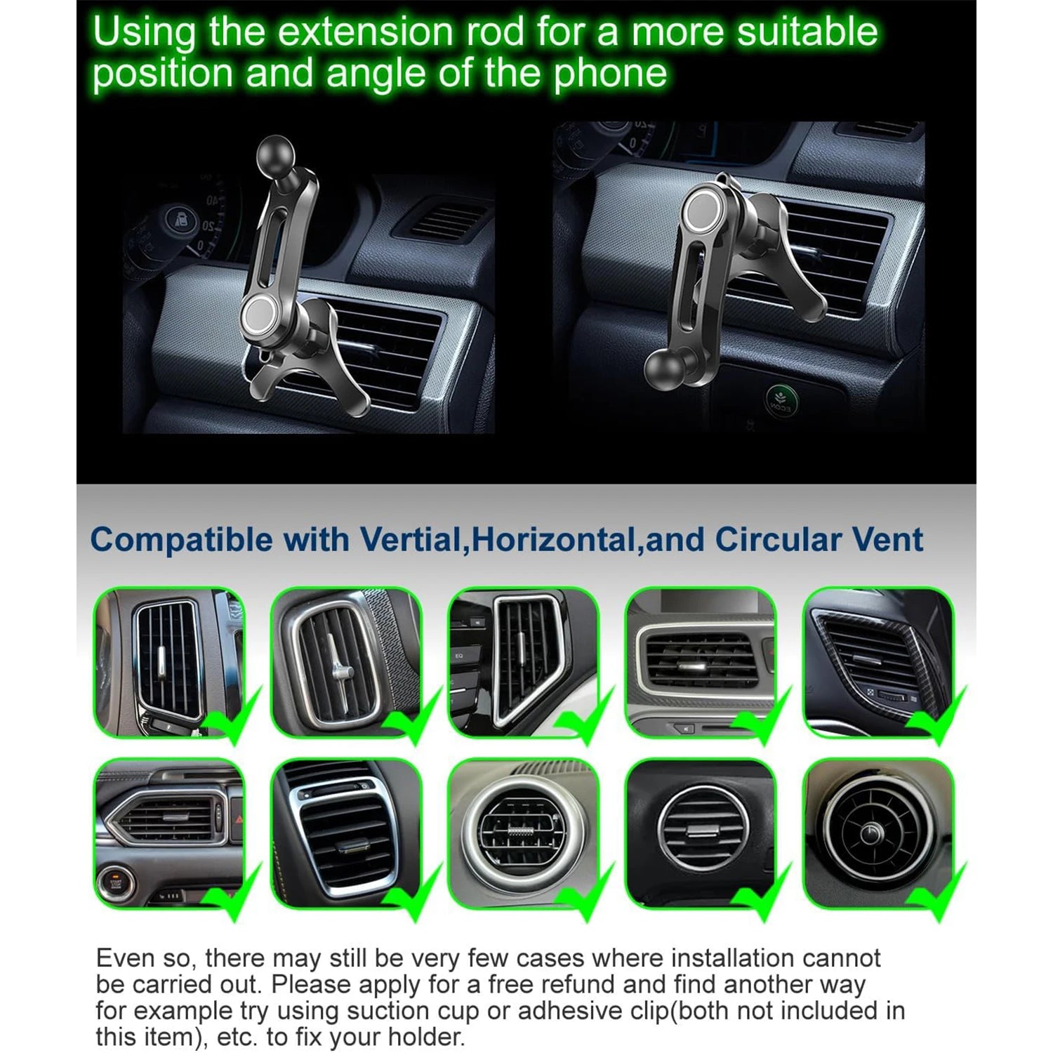 Universal Car Air Vent Clip 17mm Ball Head | Adjustable Metal Hook for Phone Holder & lifestyle view