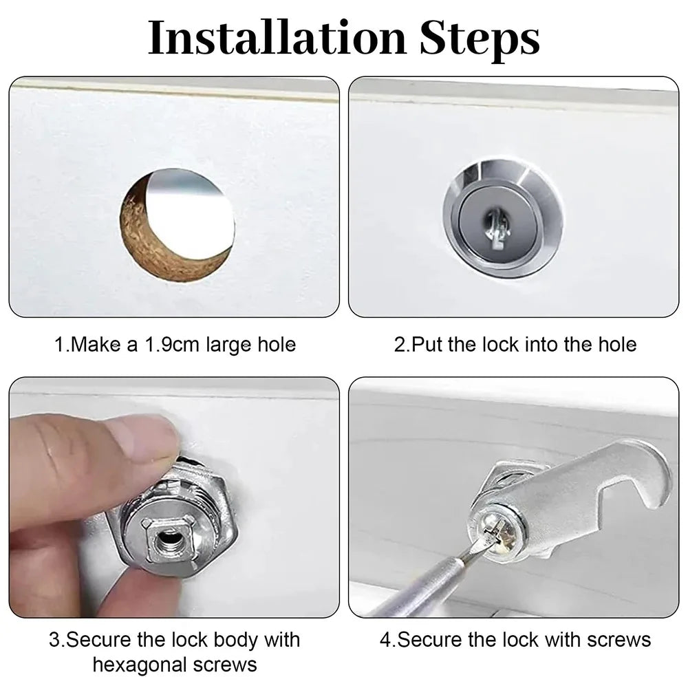 16/20/25/30mm Cam Lock Set Door Cabinet Mailbox Drawer Cupboard Locker Etc,It Comes additional angle