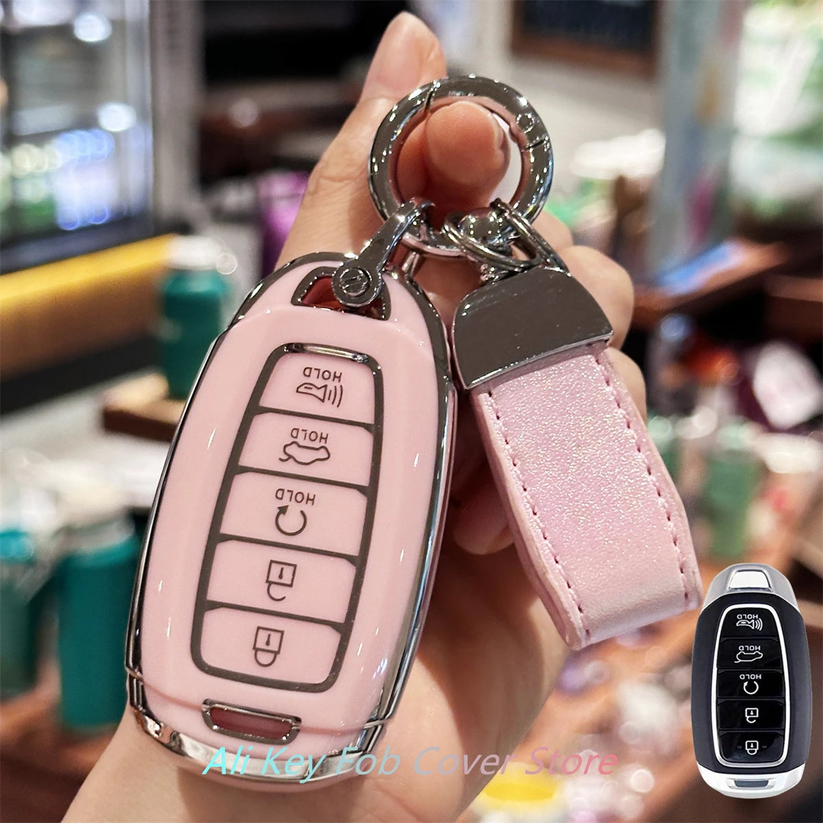 Key Fob Cover Keychain Lanyard for Hyundai Elantra GT Sport Santa Fe Palisade Kona Keyless Entry Sma