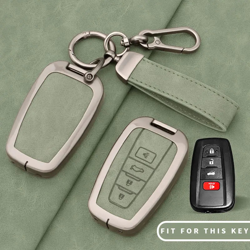 Leather Remote Key Chain Ring Case Cover Shell Protect For Toyota CHR Camry Corolla additional angle