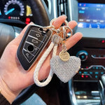 Clay Diamond Full Diamond Love Key Chain Studded Leather Rope Heart-shaped Car Bag Pe alternate view