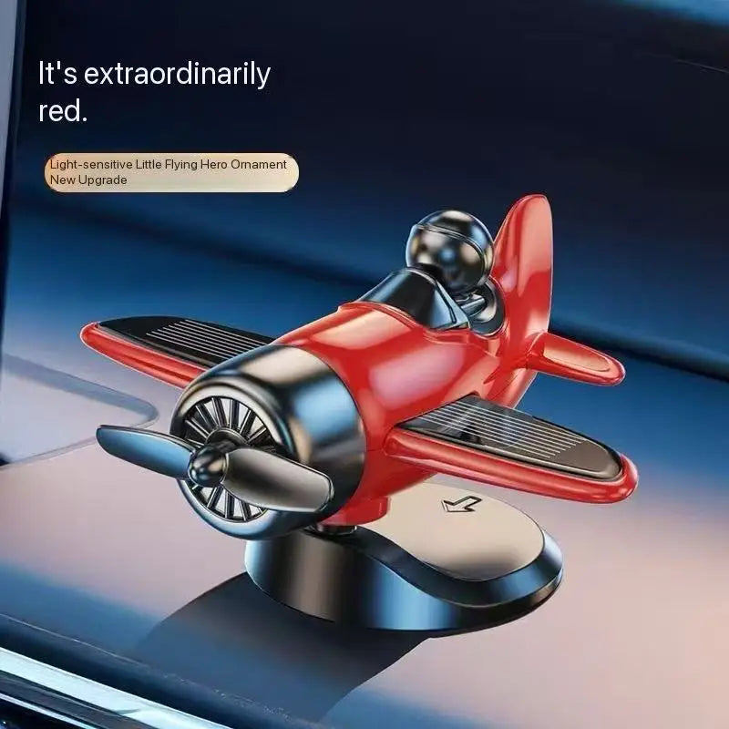 Solar Powered Rotating Airplane Car Dashboard Ornament 360° Auto Spin Decor Airplane alternate view