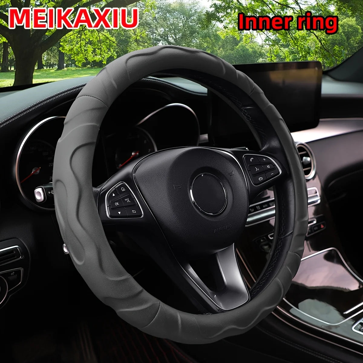 1 Artificial Lamb Skin Sense Three-dimensional Styling Sports Car Steering Wheel Cover F detail view