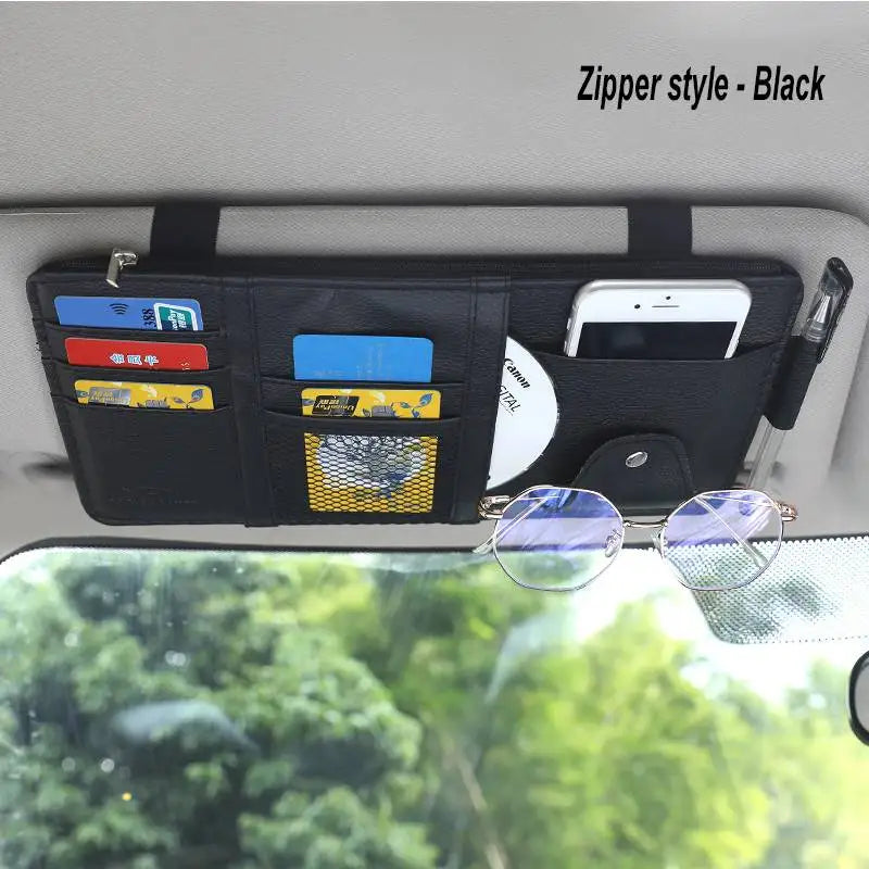Car Sun Visor Organizer Multi-Pocket Zipper Storage Pouch