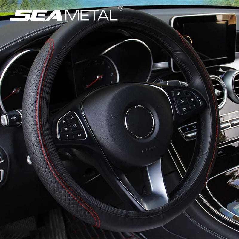 Universal Car Steering Wheel Cover Microfiber Leather Protection Cover Anti Slip Breathable for 37-3