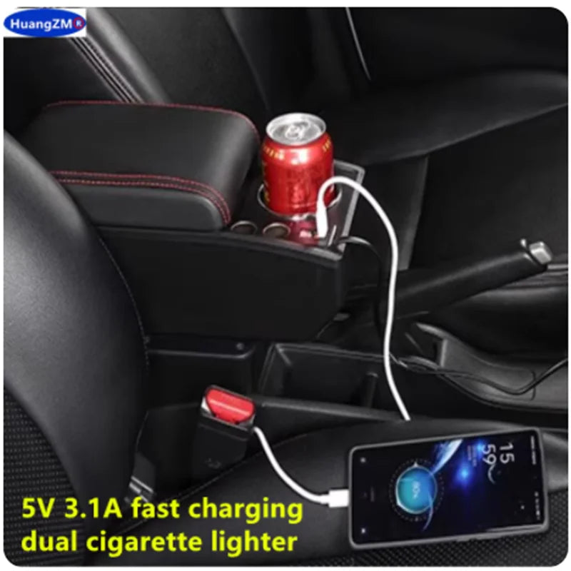 For Ford Fiesta Armrest Box For Ford Fiesta MK7 Car Armrest 2009-2017 Storage Box Interior Dedicated Retrofit Car Accessories