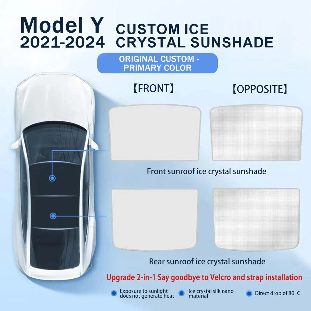 Tesla Model 3/Y Ice Cloth Buckle Glass Roof Sunshade | Sunroof Skylight Shade additional angle