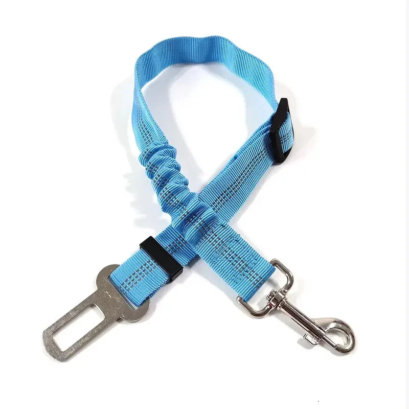 Reflective Dog Seat Belt for Cars | Adjustable Nylon Safety Harness with Bungee close-up view
