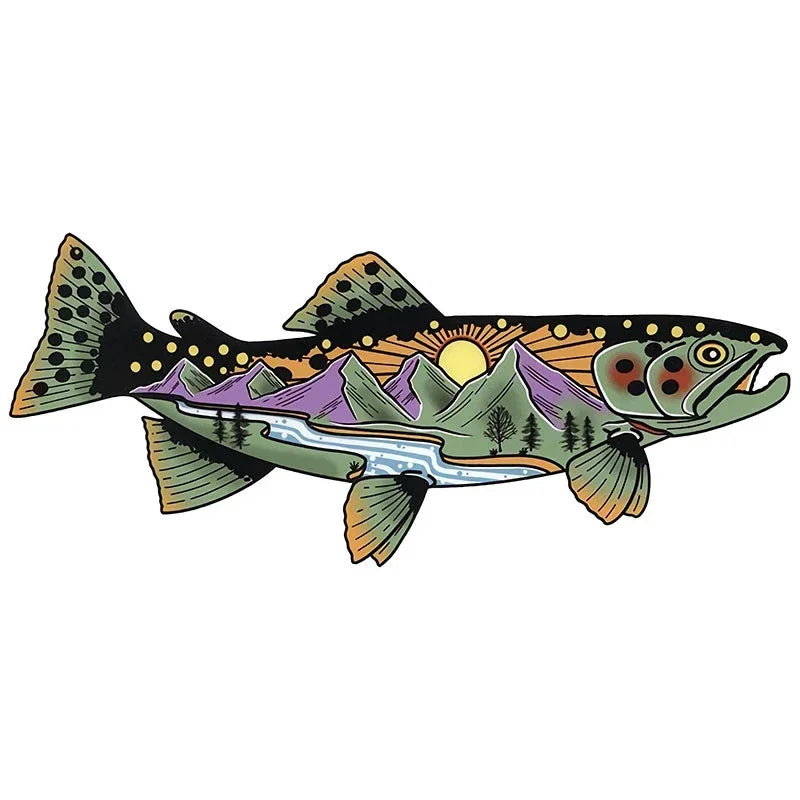 Car Stickers Wild Brown Trout Caravan Accessories Personality, Sticker Products Exterior Parts PVC Stylish, Decoration Cute,