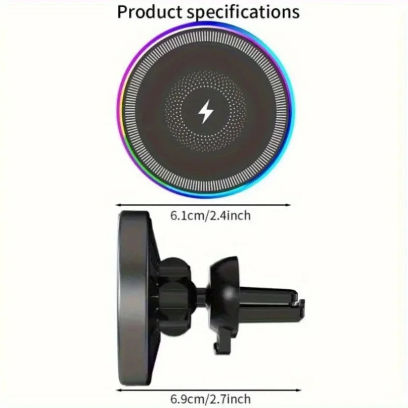 RGB Light Car Magnetic Phone Holder | Wireless Charger for Magsafe iPhone additional angle