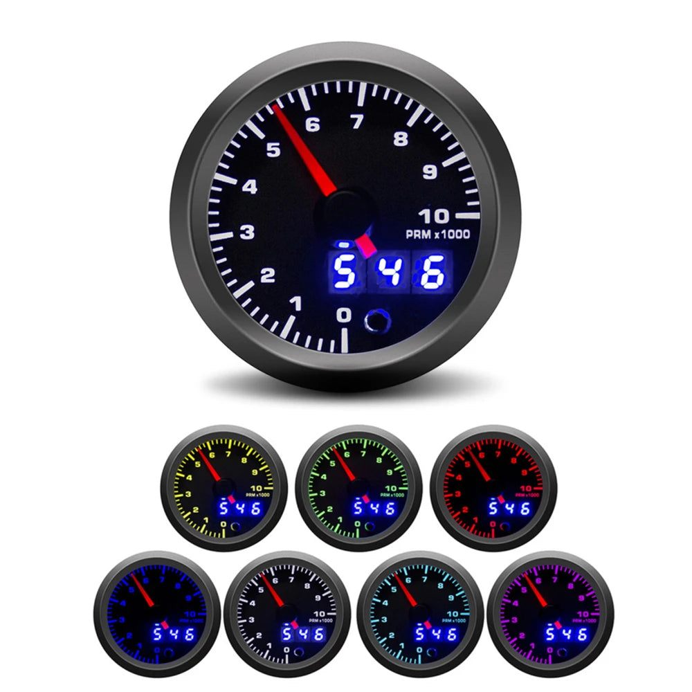 52mm 7 Color LED Tachometer Gauge Set | Boost, Water Temp, Oil Temp, Oil Pressure, Vo alternate view