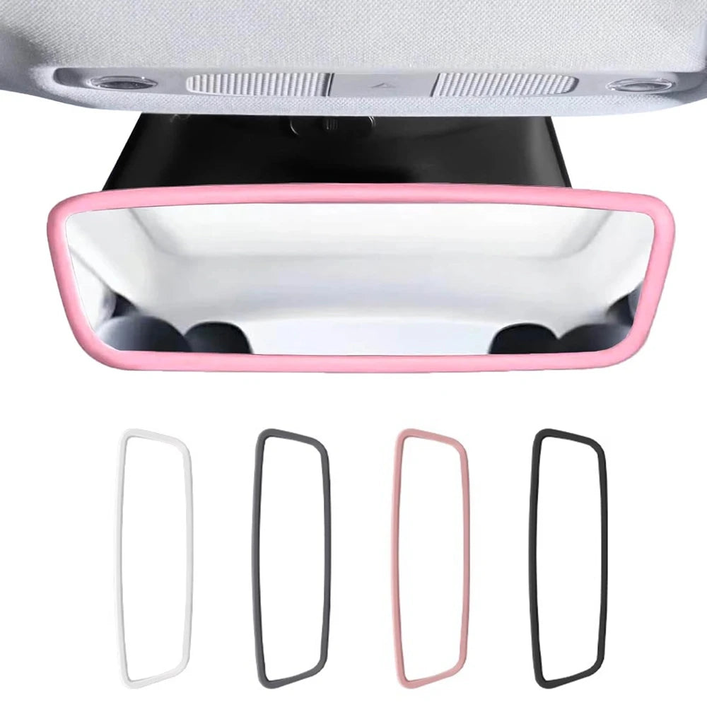 Tesla Rear View Mirror Protector Frame | Silicone Edge Cover for Model 3 Y S X