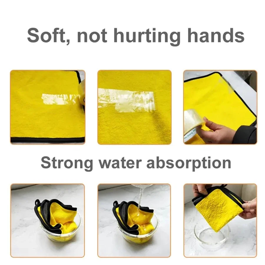1/2/6pcs Microfiber Cleaning Towel Thicken Soft Drying Cloth Car Body Washing Towels Dou detail view