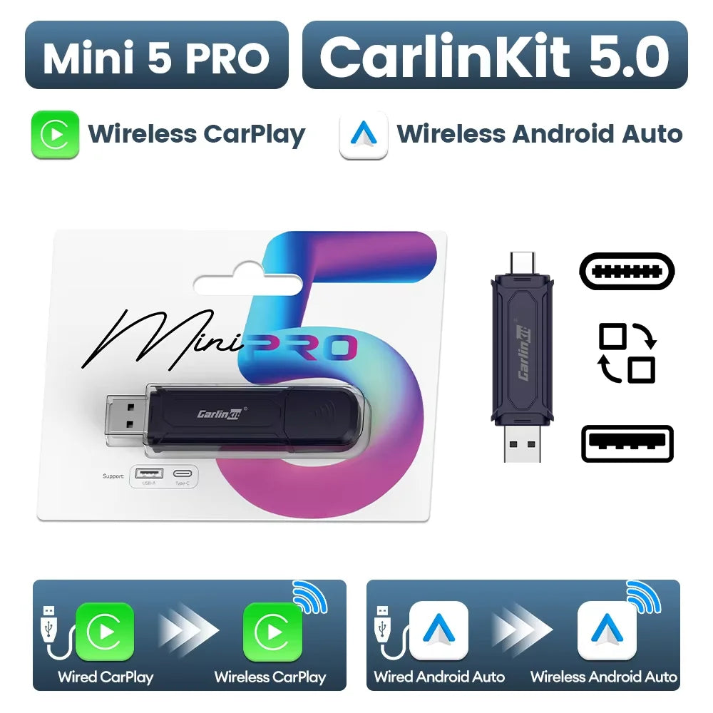 CarlinKit 5.0 Wireless Android Auto & CarPlay Adapter | 2Air & CP2A for OEM Cars detail view