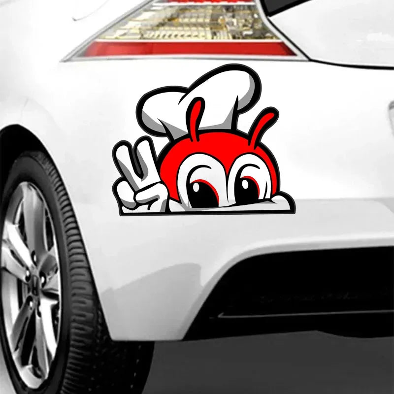 Cute JOLLIBEE Peeking Anime Car Sticker PVC Decal for Automobiles Motorcycles Exter additional angle