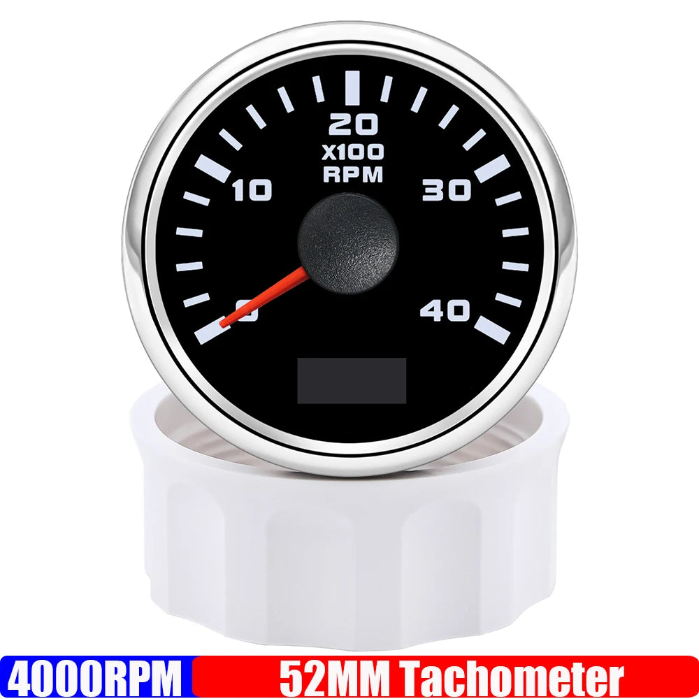 2" 52mm Tachometer Gauge | Red Backlight RPM Meter for Car Boat Marine 12V 24V alternate view