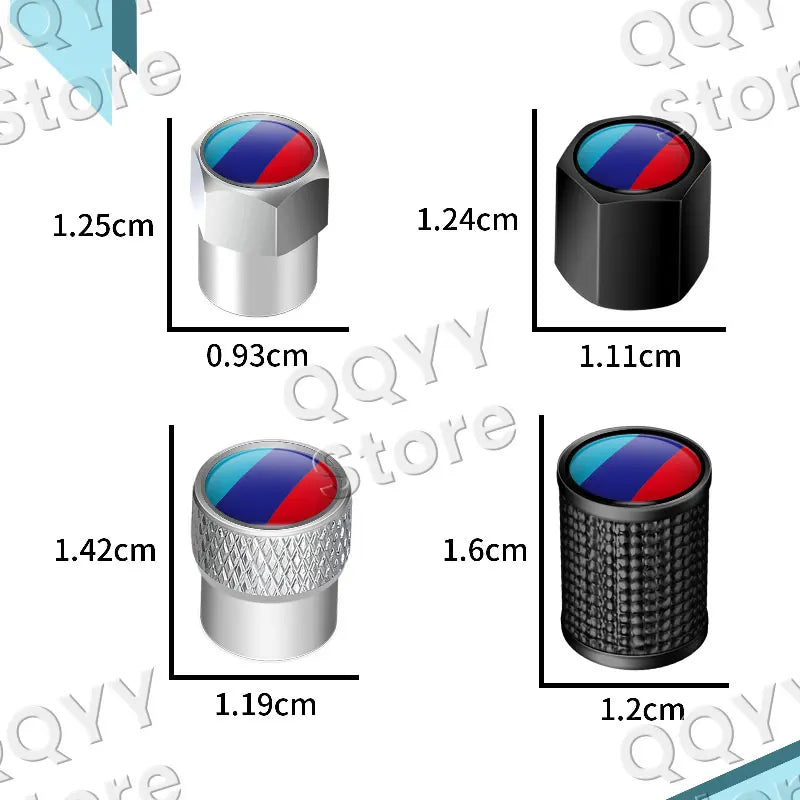 4pcs Metal Alloy Car Wheel Tire Valve Caps | Waterproof Dustproof Tire Stem Covers additional angle