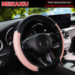 PU Leather Snowflake Steering Wheel Cover with Metal Strip 14.5-15 Inch Car Interior Acc detail view