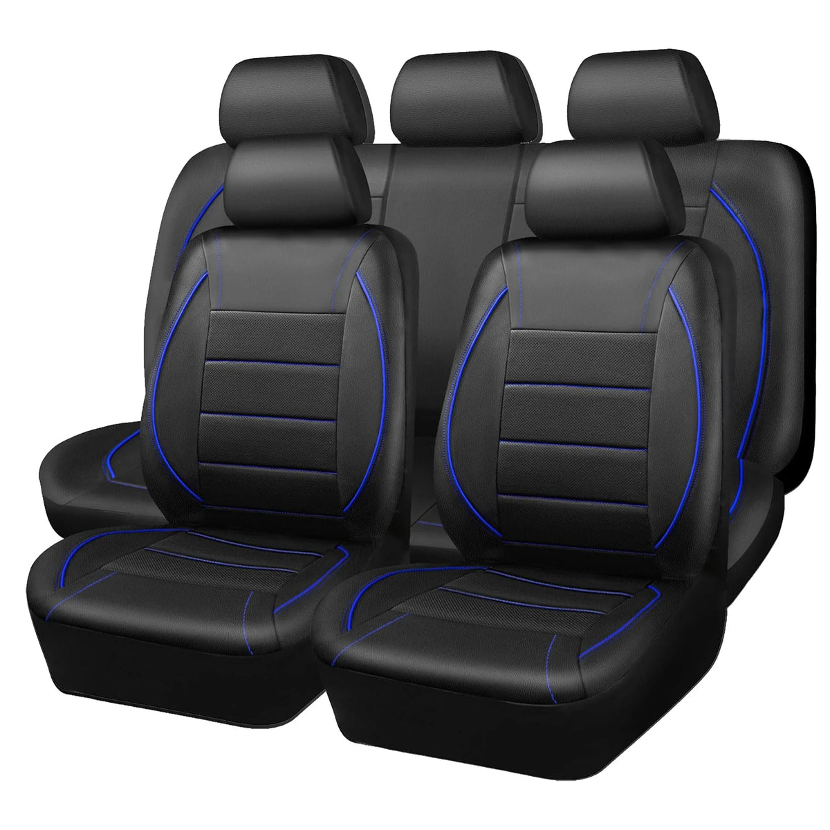 Universal Leather Car Seat Covers Simple Style Breathable Full Set or Front Pair close-up view