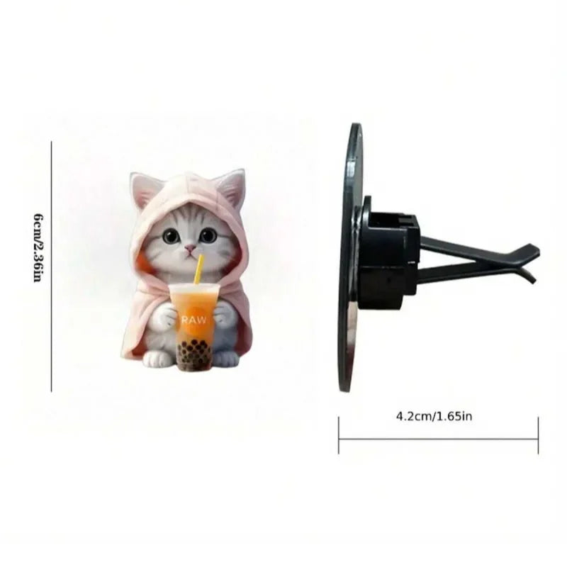 Cute Cat Acrylic Vent Clip for Car Air Conditioner Vents, Compressed Scented Pieces - Decorative Car Air Freshener Clip