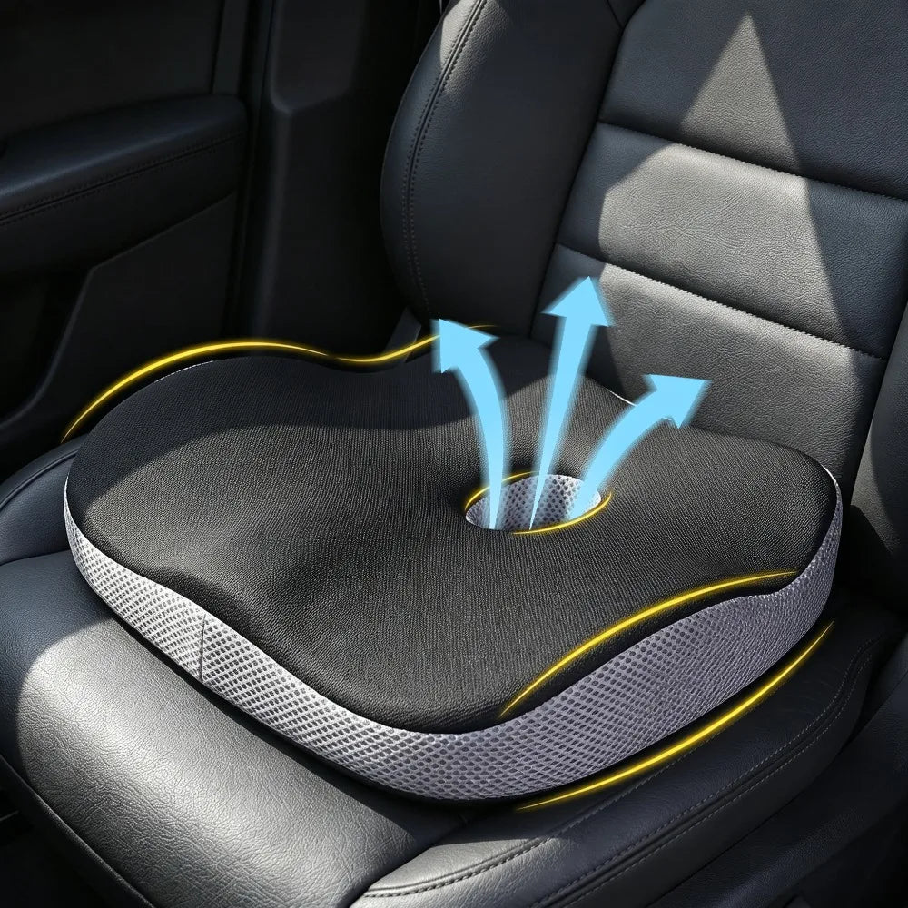 Ergonomic Memory Foam Car Seat Cushion, Anti-Pressure Hip Support Pad for Long Driving