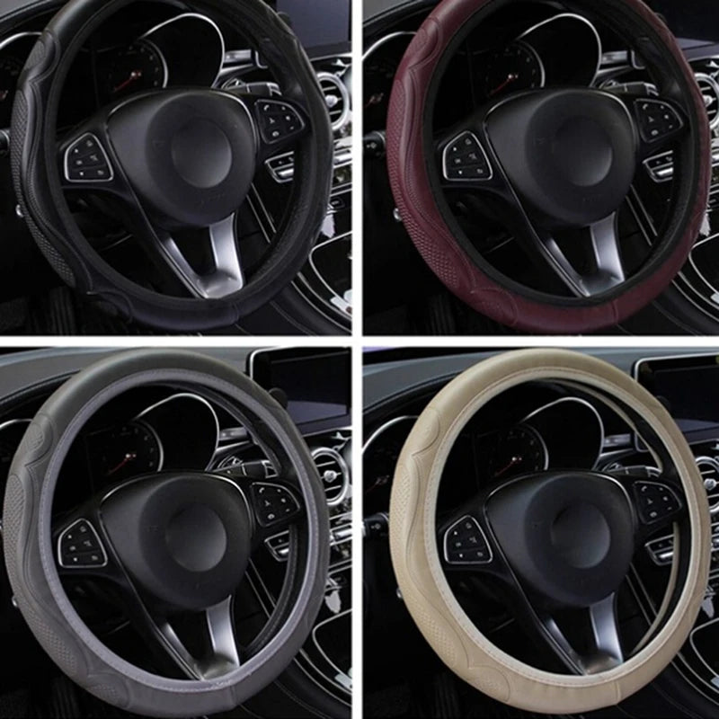 [FE] [FE] Universal Auto Car Steering Wheel Cover Leather Breathable Anti-slip 38cm close-up view