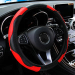 Car Steering Wheel Cover Breathable Anti Slip PU Leather Steering Covers Suitable 37-38. detail view
