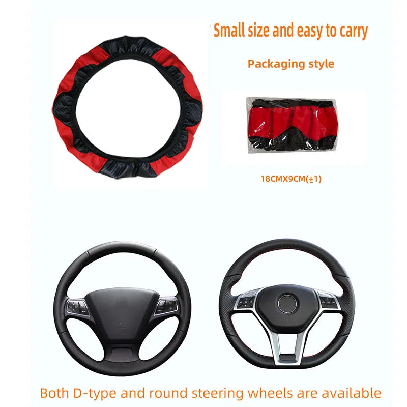 Car Decoration PU Carbon Fiber Leather Car Steering Wheel Cover No Inner Ring Universal detail view