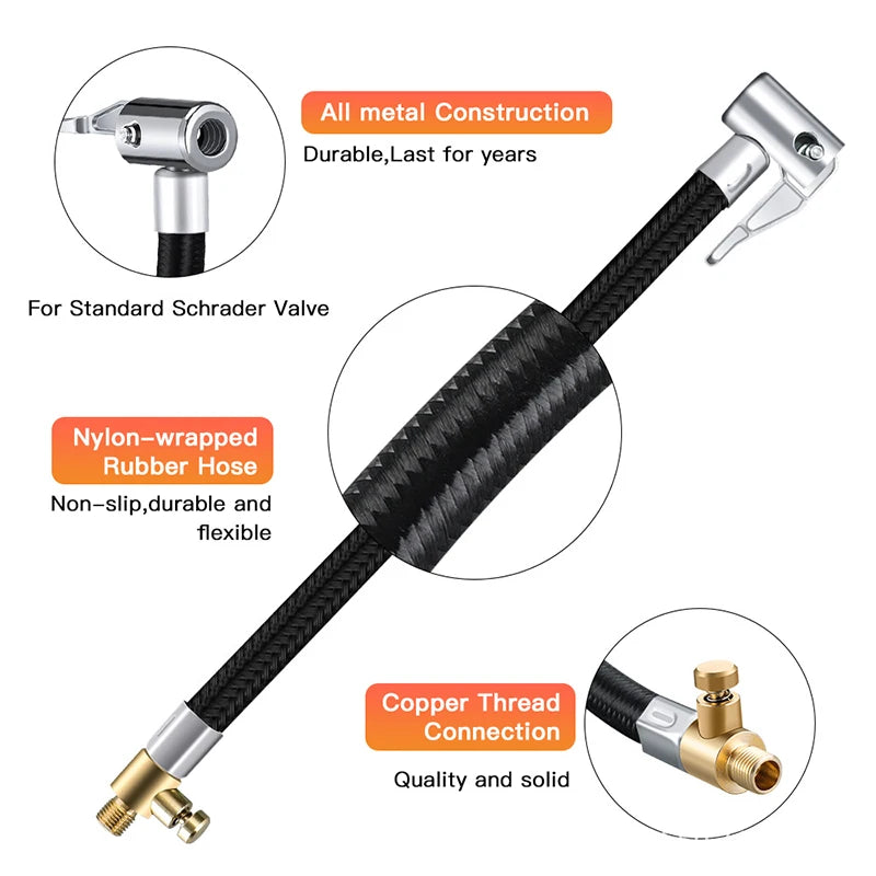 10/20/30/60cm Car Tire Air Inflat Extension Hose Motorcycle Tyre Inflation Tube Adapte close-up view