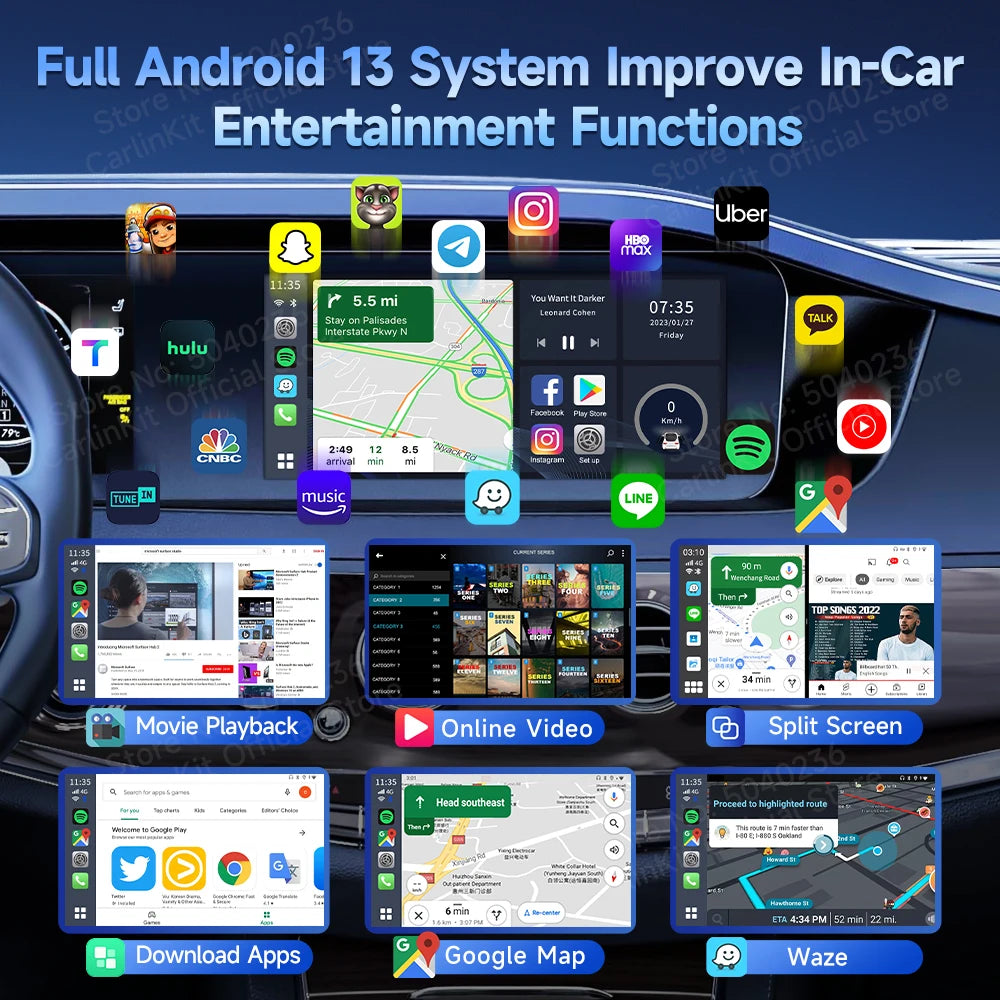 Carlinkit Pro 3 UHD Wireless CarPlay Android Auto AI Box | 128GB HDMI Video Output for O detail view