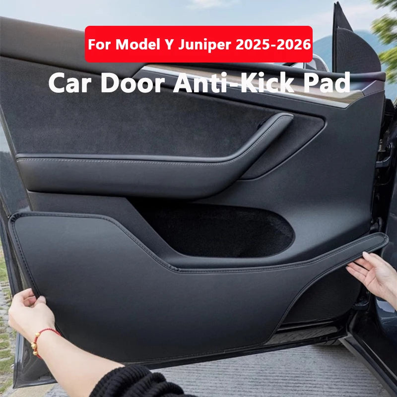 For Tesla Model Y Juniper Launch Car Door Anti-Kick Pads Leather Side Door Panel Protector Anti-scra