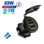 New Car USB Charger PD3.0 & QC3.0 Fast Charging Socket with Voltmeter On/Off Switch additional angle