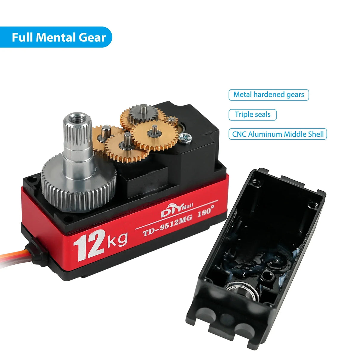 TD-9512MG 12KG Digital Metal Steering Servo for RC Car 1:8 1:10 additional angle