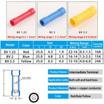 50/100/200pcs BV1.25 BV2.5 BV5.5 Insulated Straight Wire Butt Connector Electrical Co alternate view