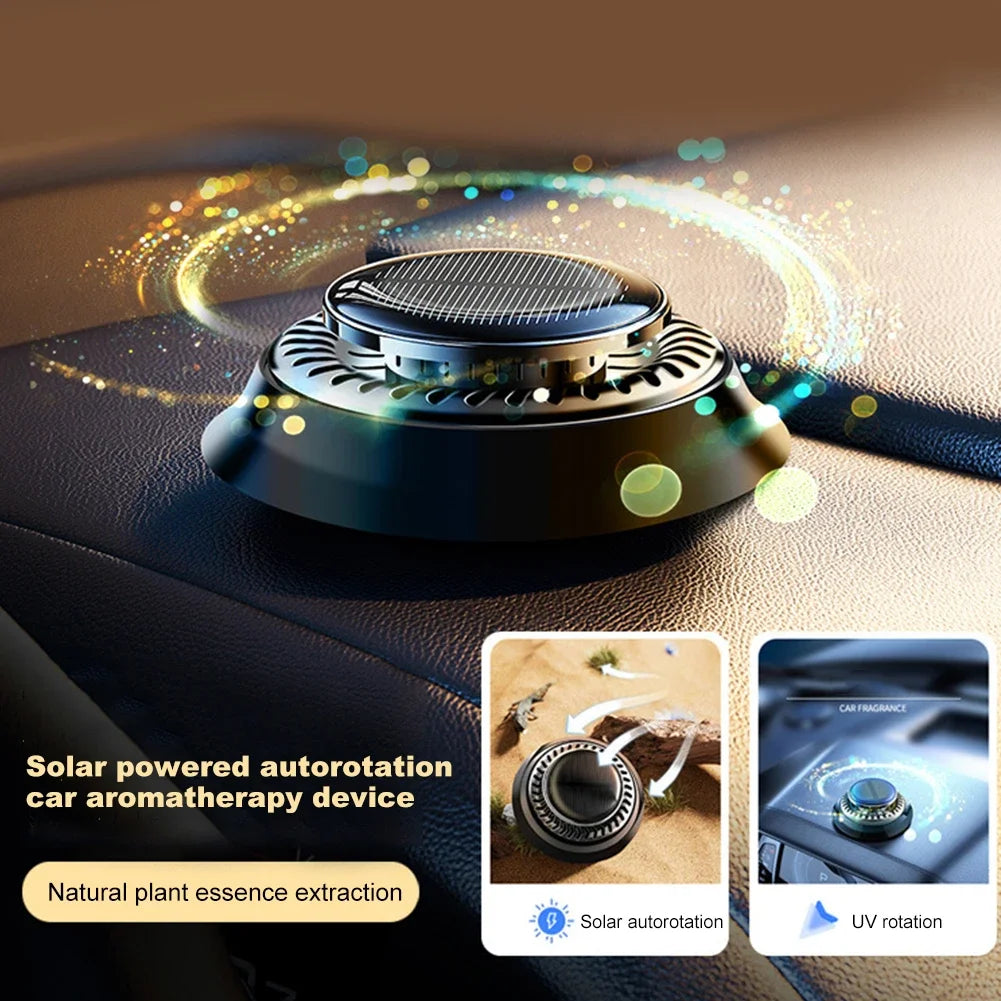 Solar Car Perfume Fragrance Long Lasting Rotating Car Aromatherapy Car Essential Oils Diffusers Deod