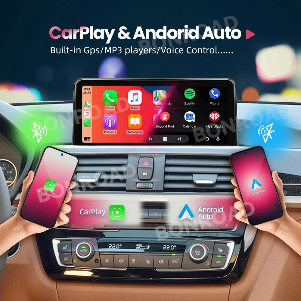 BONROAD Wireless Carplay Android Auto Car Radio For BMW X5 E70 X6 E71 CCC CIC Bluetooth Mirror Link Navigation GPS Touch Screen