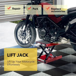 Motorcycle Lift Table 1100 Lbs Heavy Duty Hydraulic Lift Steel Dirt Bike ATV Wide Dec lifestyle view