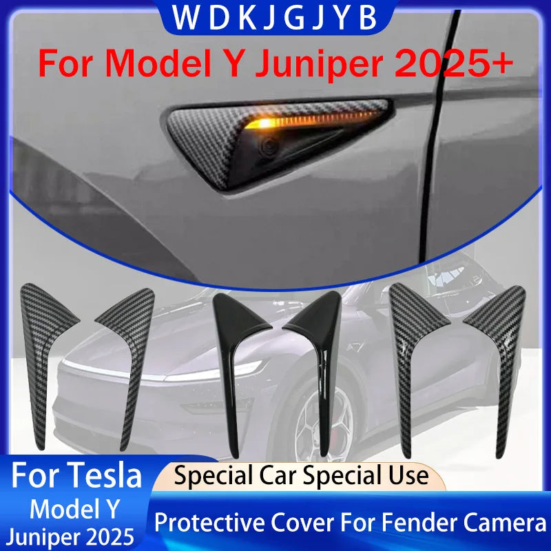 For New Tesla Model Y Juniper 2025+ ABS Carbon Pattern Side Camera Cover | Protective Sticker Access