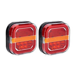 2pcs Square 4 Inch LED Tail Light Set | Brake Turn Signal Lamp for Trailer Van Bus additional angle
