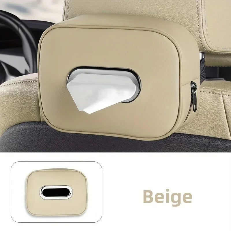 Leather Car Tissue Box Holder for Sun Visor, Headrest and Armrest