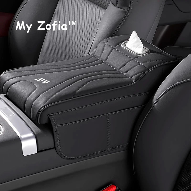For JETOUR T2 Shanhai T2 2024 2025 2026 Car Armrest Box Height Increase Pad Leather Protective Cover Storage Bag Car Accessories