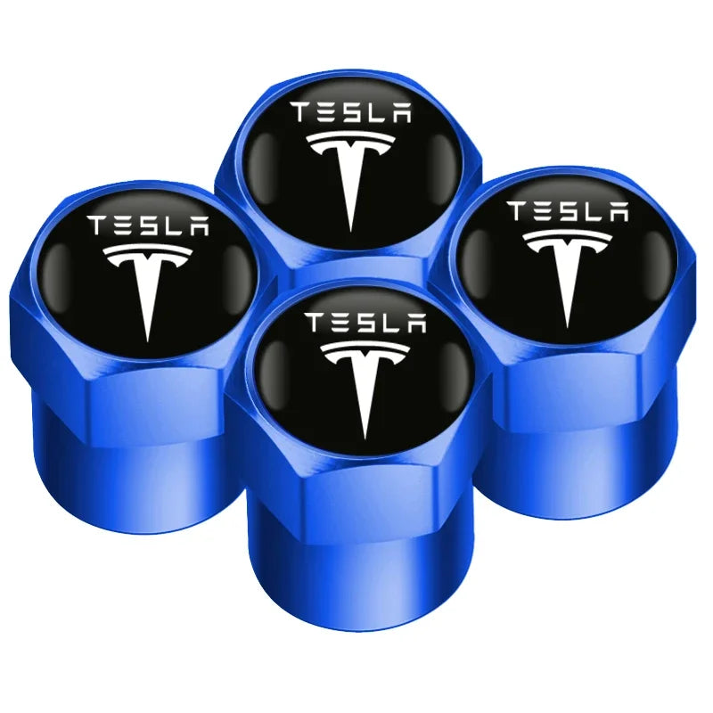 4Pcs Alloy Tesla Valve Caps | Dust Cover for Model 3 Y S X Cybertruck Roadster close-up view