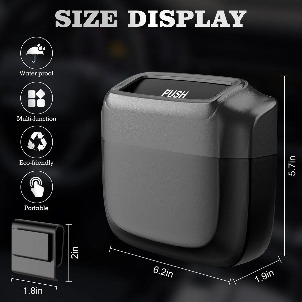Car Trash Can with Lid Door Mount Garbage Bin for Vehicle Waterproof Car Waste Basket alternate view