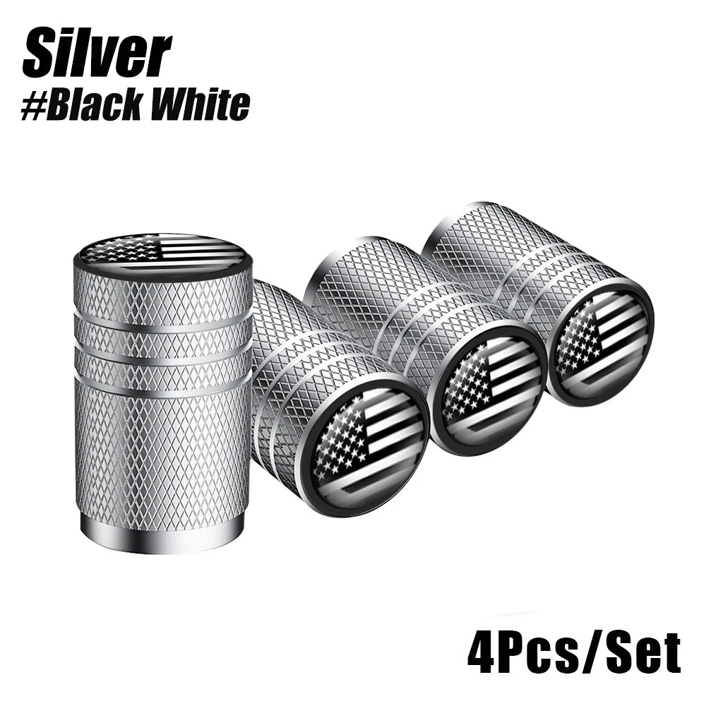 American Flag Tire Valve Caps | Aluminum Dustproof Stem Caps for Cars Trucks Motorcyc lifestyle view